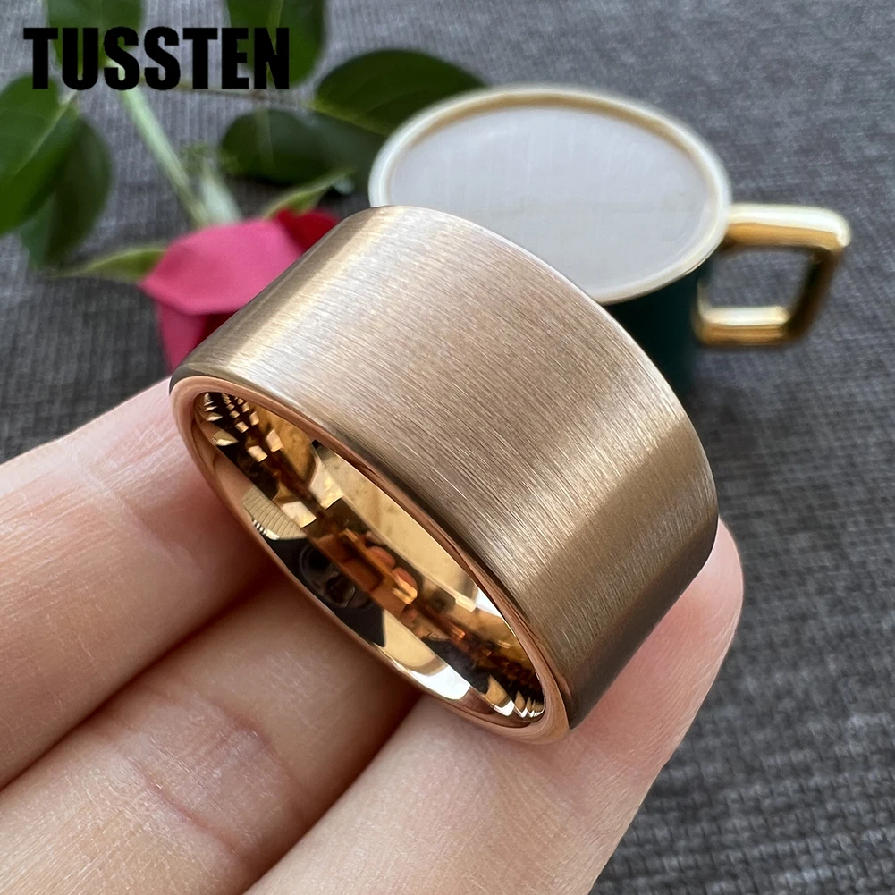 Dropshipping TUSSTEN 4/6/8/10/12MM Super Men Ring Women Black Tungsten Wedding Band Pipe Cut Brush Finish Comfort Fit