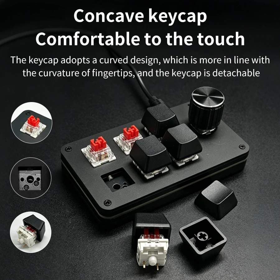 3/6 Keys USB Mini Mechanical Keyboard RGB Gaming Portable Switch with Custom Programming Knob for Photoshop Macro Keyboards