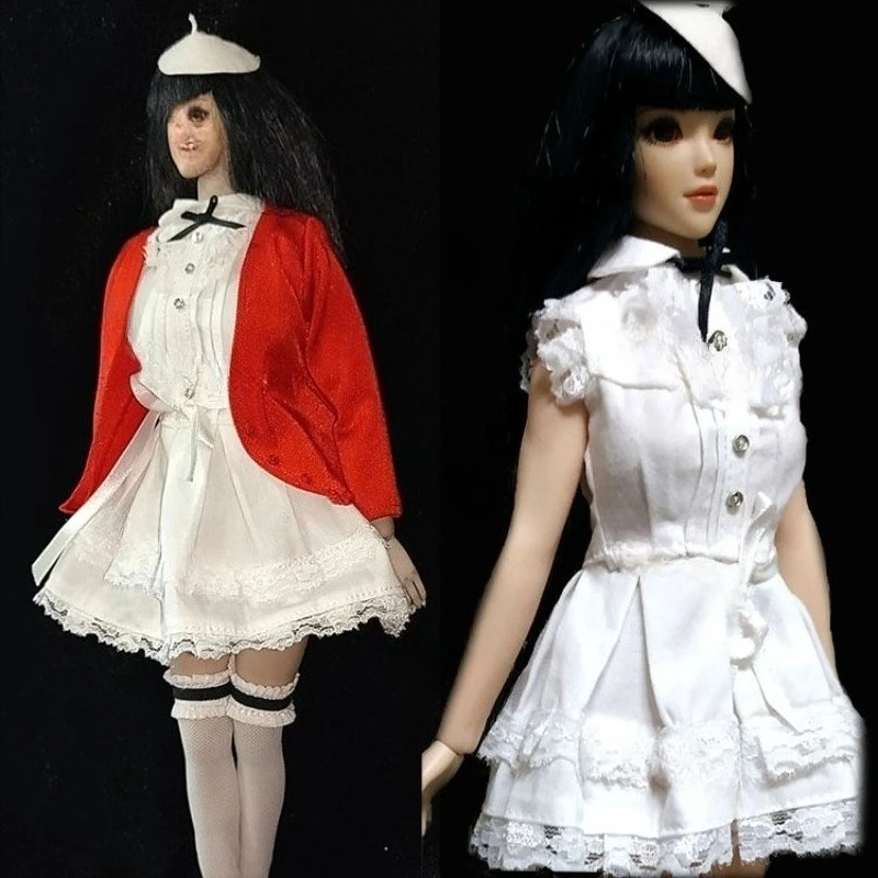 

1/6 Scale Female Soldier Cute White Lace Cake Skirt Clothing Model for 12-inch Action Figures Scene Accessories