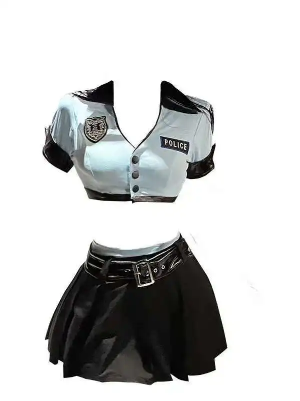 Small Chest Sexy Uniform Female COS Seductive Pure Desire Female Dress Elegant Sweet Blue Fashion Women Tshirt Dress Mini WYS7