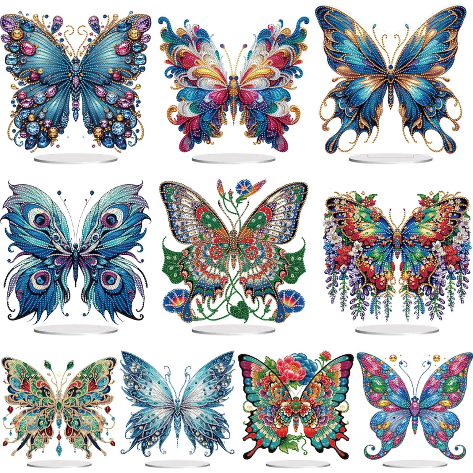 

2D Flat Butterfly DIY 5D DIY Diamond Art Tabletop Decorations Diamond Painting Desktop Decorations for Home Office Desktop Decor