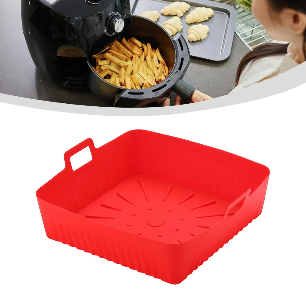 

Heat Resistant Silicone Liner for Air Fryers 6 8 Quart Size Nonstick Mat with Handles for Easy Food Handling and Quick Cleanup