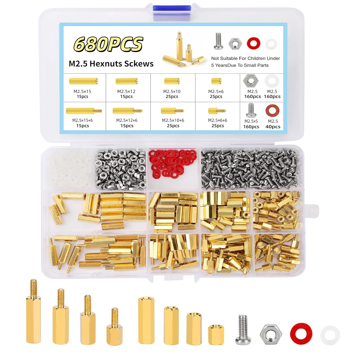 680Pcs M2.5 M3 Brass Hex Spacer Standoffs Male Female Thread Screw Nuts for PCB Raspberry Pi Motherboard Board Mounting