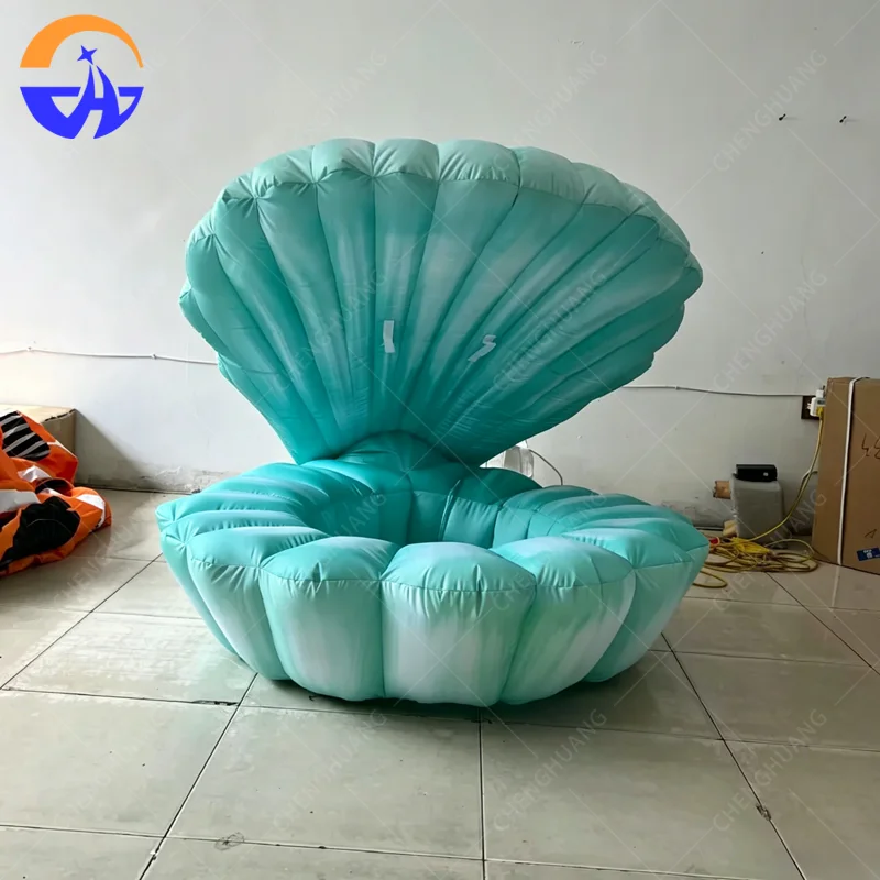 Interactive Performance Props Customized Inflatable Shell Model with Blower Bar for Stage Music Festival Decorative Supplies
