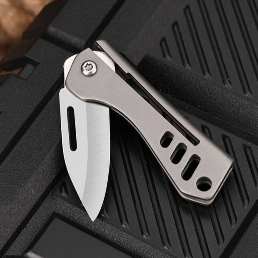 Titanium alloy outdoor utility knife mini folding knife portable pocket knife for express delivery box opening tool