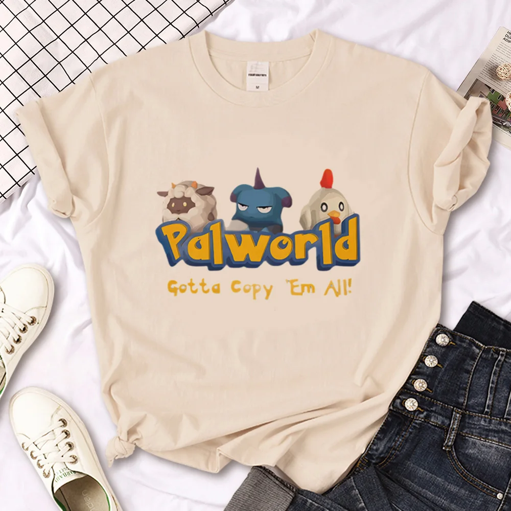 Palworld t-shirts women harajuku designer anime Tee girl 2000s clothes