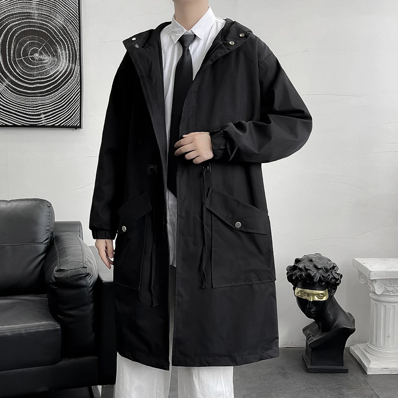 

Men 2024 Trench Coat Stylish Lapel Trench Coat for Men Breathable Wrinkle-resistant Spring Autumn Jacket with For Trendy B16