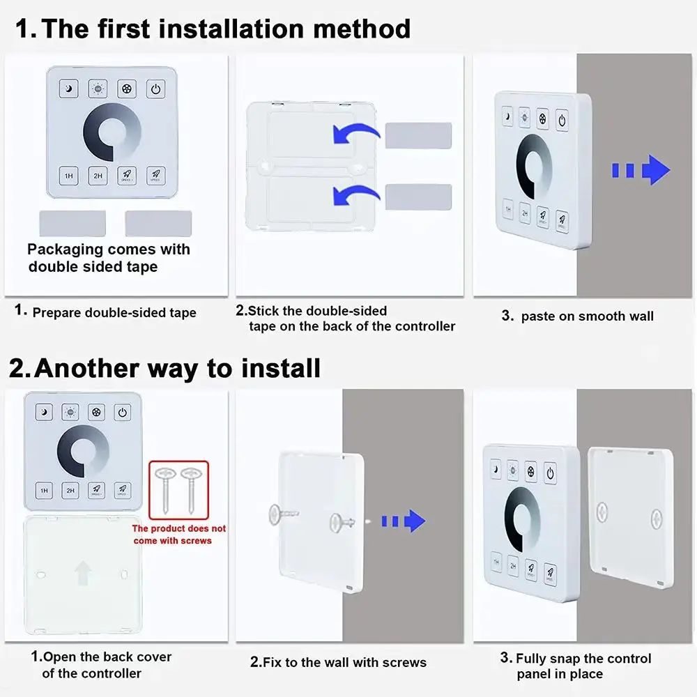 DC5V 12V 24V RF LED Dimmer 30A Wireless LED Controller 2.4G Touch Panel Switch For 5050 3528 COB Single color LED Strip