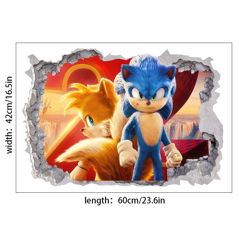 Sonic The Hedgehog Adesivos para Crianças Decoração de Quarto, Cartoon Anime Character Image, Adesivo impermeável de carro, Atacado, 4 estilos