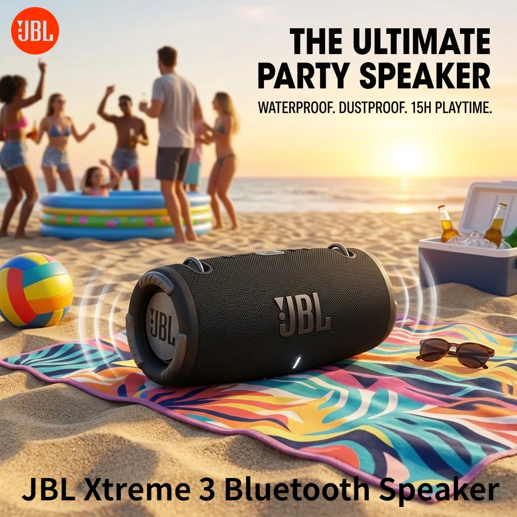 Altavoz Bluetooth Portátil JBL Xtreme 3, Subwoofer Inalámbrico, Resistente al Agua IP67, Bajos Potentes, Reproductor de Música para Viajes, Campamentos y Actividades al Aire Libre