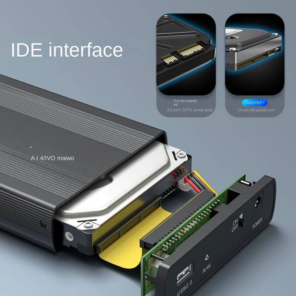 Custodia per HDD MAIWO Adattatore da IDE a USB 2.0 da 3,5 pollici Custodia per disco rigido esterno per disco SSD da 3,5"