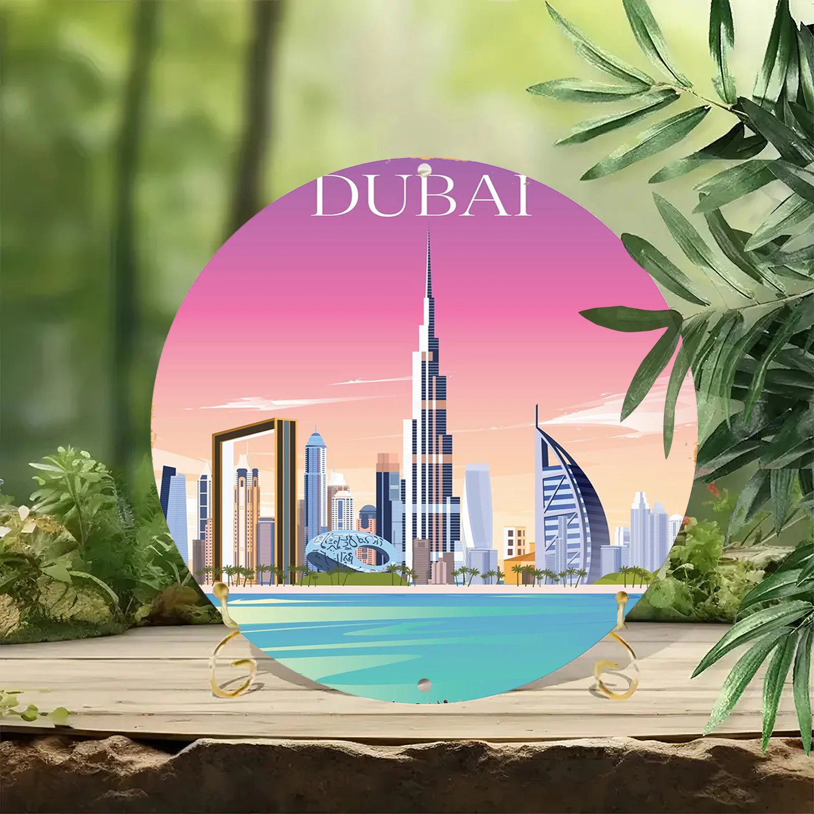 1pc 2D Printed Round Aluminum Metal Sign Vintage Carved Painted Circular Wreath Sign Gifts for Family and Friends - 8x8 Inch 20x