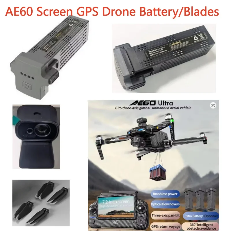 

AE60 GPS Drone Battery 11.4V 9800 MAh Battery Blades Obstacle Avoidance AE60 Drone Accessories AE60 Screen GPS Dron Battery Toy