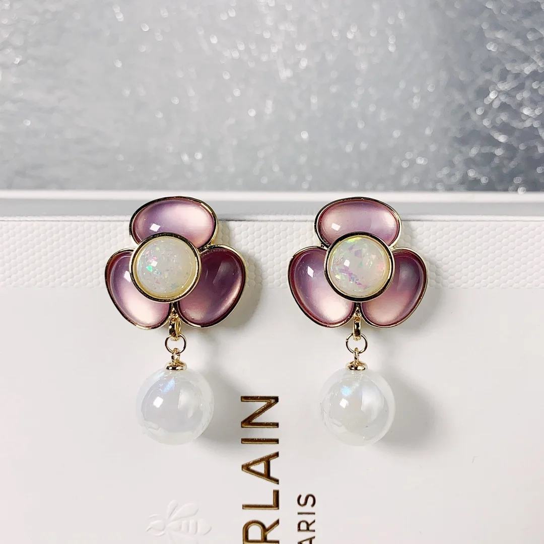 

Bilincolor Fashionable Three-dimensional Colorful Flower Light Luxury Temperament Earrings