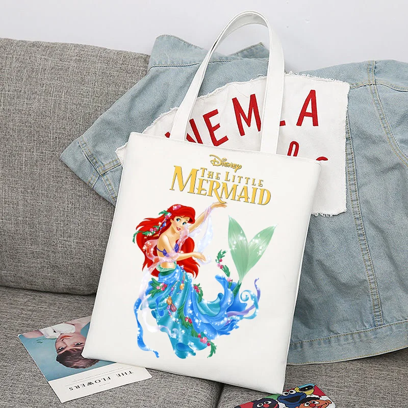 Disney The Little Mermaid Men Women Shopper Bags Shopping Bag Tote Bag Shoulder Bag Canvas Bags Large Capacity College Handbag