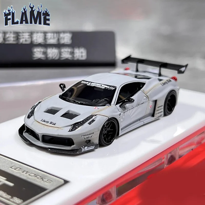 New In Stock Flame 1:64 458 Gt Lb Wide-Body Static Collection Limited Edition Resin Miniature Car Model Custom Toy Gift Ornament