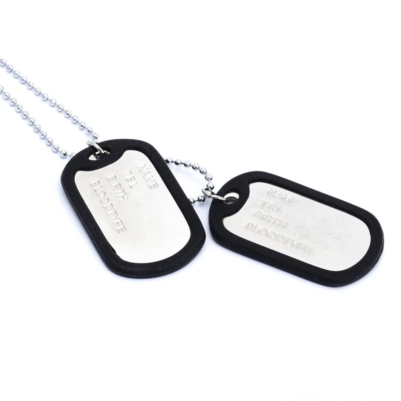 Necklace chain pendant 2 plate identity Dog Tag alloy fashion men