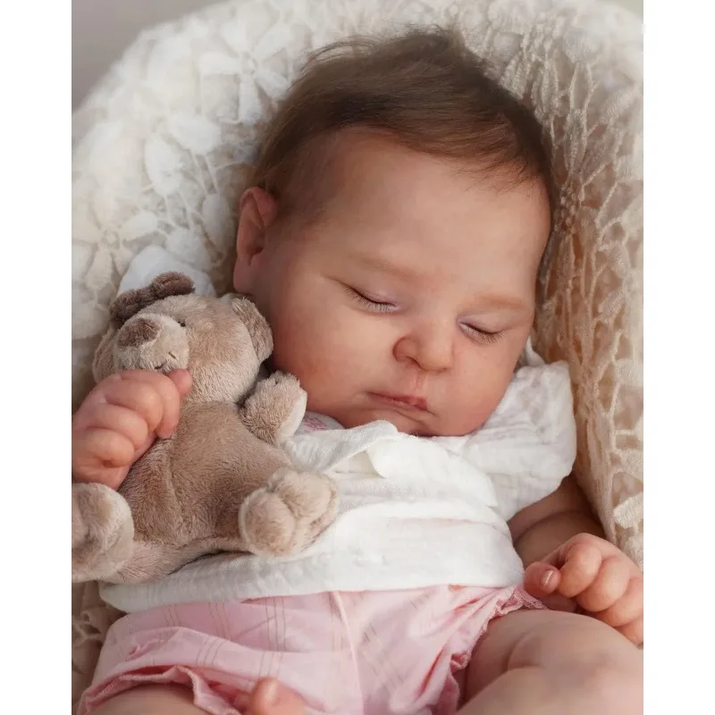 21 Inches DIY Reborn Kit Baby Peaches Soft Vinyl Unfinished Unpainted DIY Doll Parts with Cloth Body