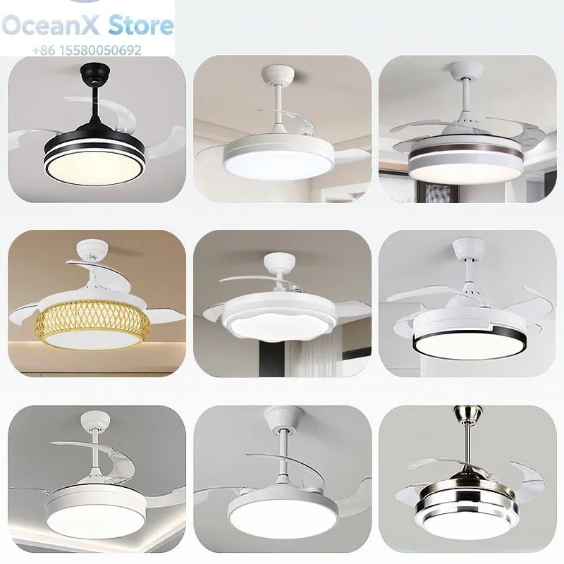 Hot Selling Modern Indoor 42 Inch Retractable Ceiling Fan with Light, ABS Blades, Dimmable Eye-Care LED