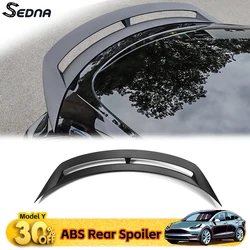 For 2021 -2024 Tesla Model Y Trunk Bright Black and Carbon Fiber Pattern ABS Lid Spoiler Wing Car Tailgate Body Kit Accessories