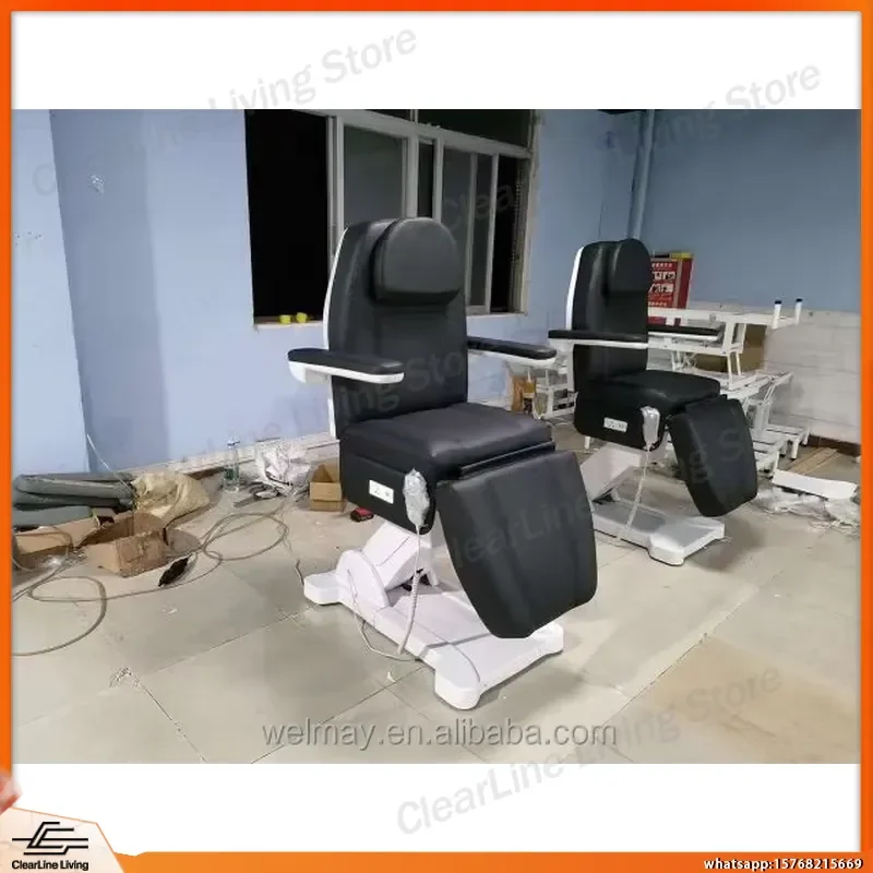 Electric 3-Motor Beauty Bed for Salon Spa Nail Studio Office Use Adjustable Reclining Massage Table with Headrest Footrest