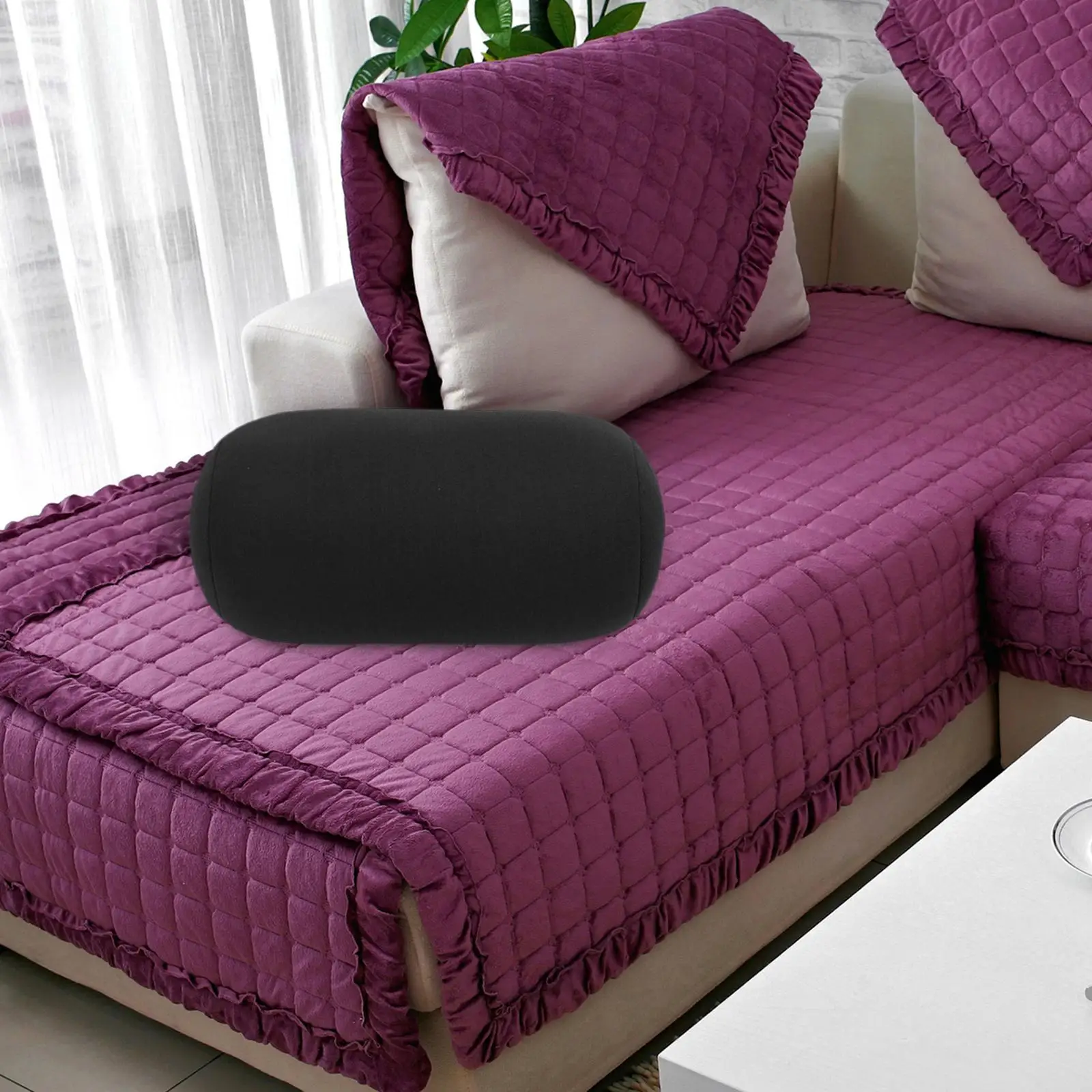 Soft MicroBead Roll Pillow Car Cushion Neck Head Leg Back Support Bolster Bed Pillow