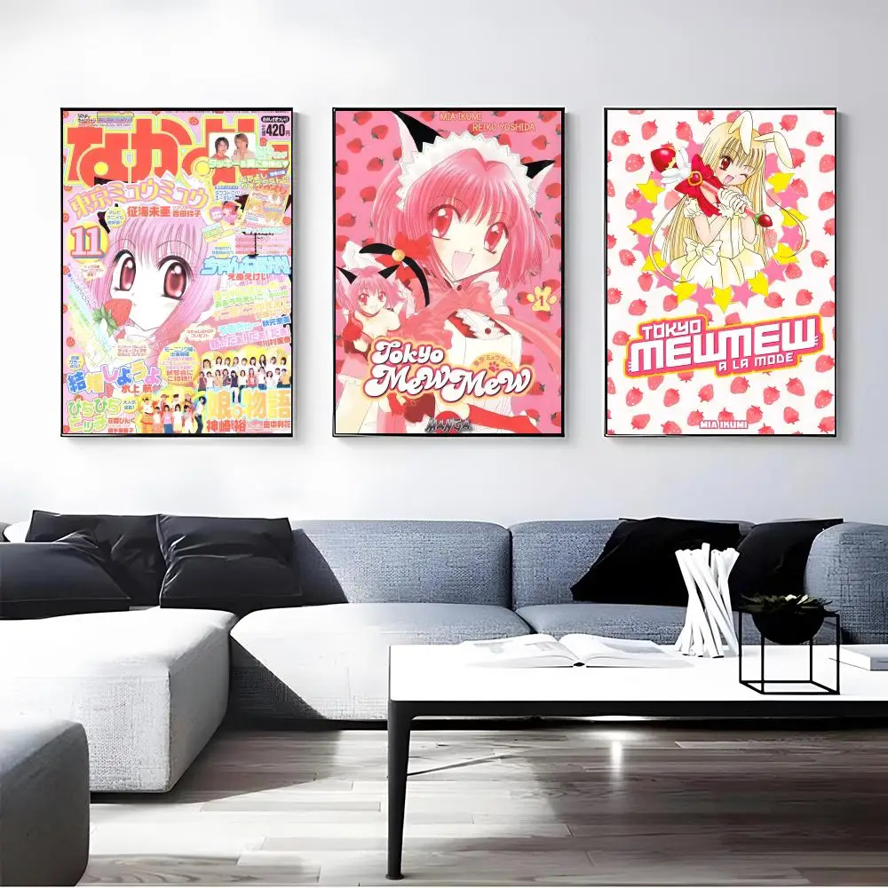 Anime Tokyo Mew Mew Poster Self-adhesive Art Waterproof Paper Sticker Coffee House Bar Room Wall Decor