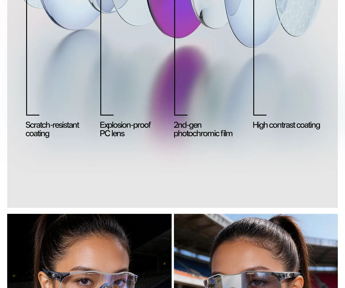 2026 Kapvoe Neue Carbonfaser-Sonnenbrille Leichte Laufbrille für Herren Sportbrille Radbrille für Damen Photochrome UV400-Schutzbrille – Detail 13