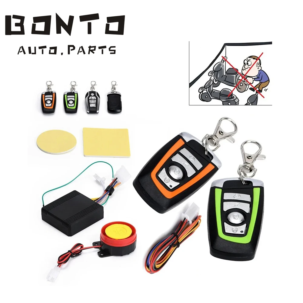 BONTO Anti-theft Security Alarm System Engine Start Remote Control Key Fit For Universal Scooter Motorcycle