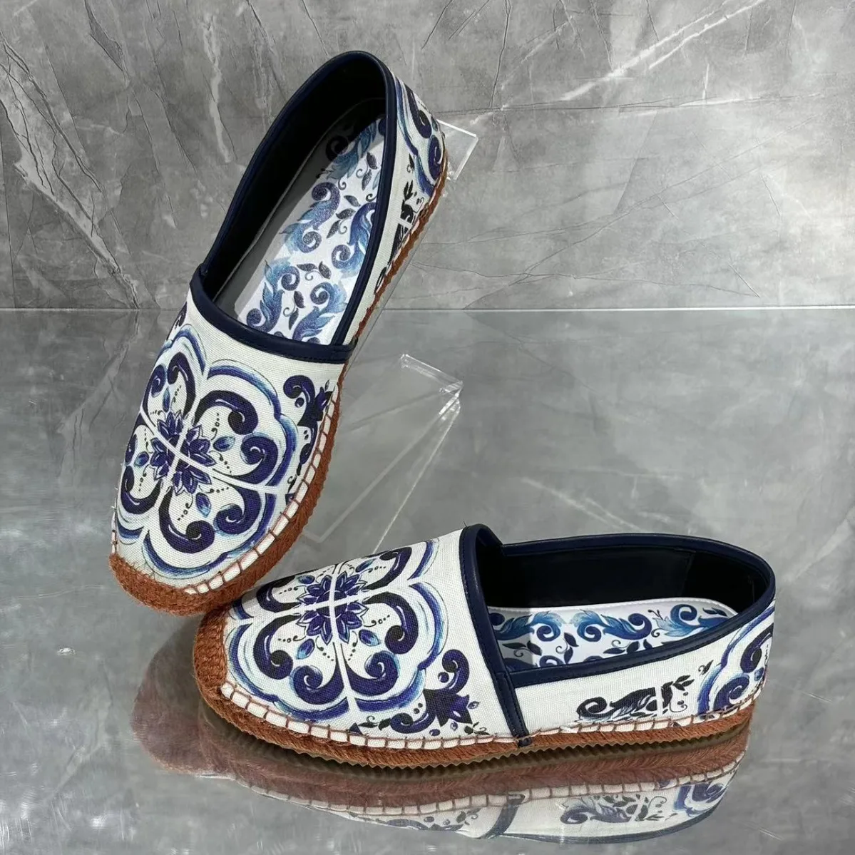 Placas de zapatos en paille multiusos para mujer, placa semelle, corde de chanvre impression, motivo porcelaine, 2025