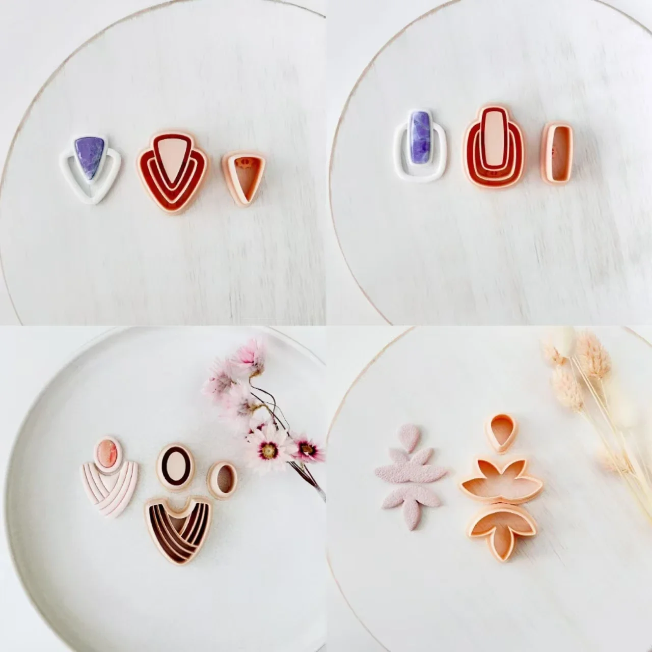 Polymer Clay Earring Cutter 4 CUTTER SET, Dangle Clay Cutter, Abstract shape clay cutter, Long Clay Cutte