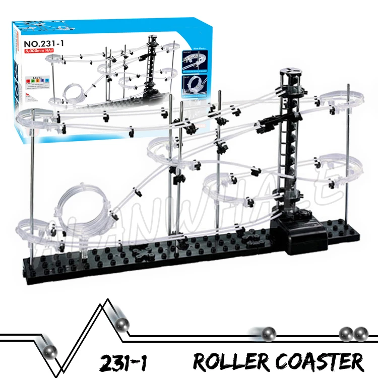 

500cm Rail Level 1 Marble Run Maze Roller Coaster Electric Elevator Model Building Boy STEM Learning Sets Rolling ball Sculpture