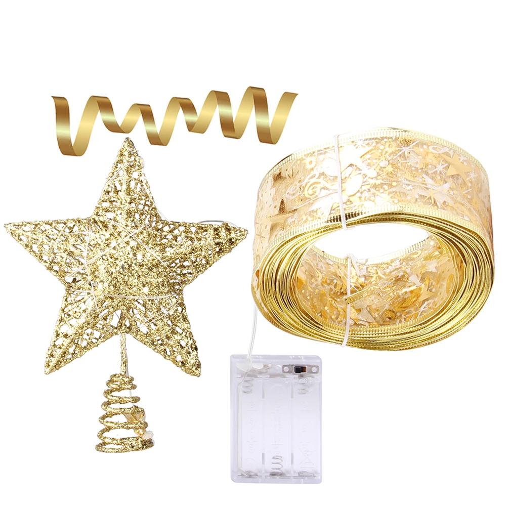 

Christmas Tree Decoration Light Strip Lighted Topper Star Without Cloth Xmas Trees Iron Practical Photo Prop Festive