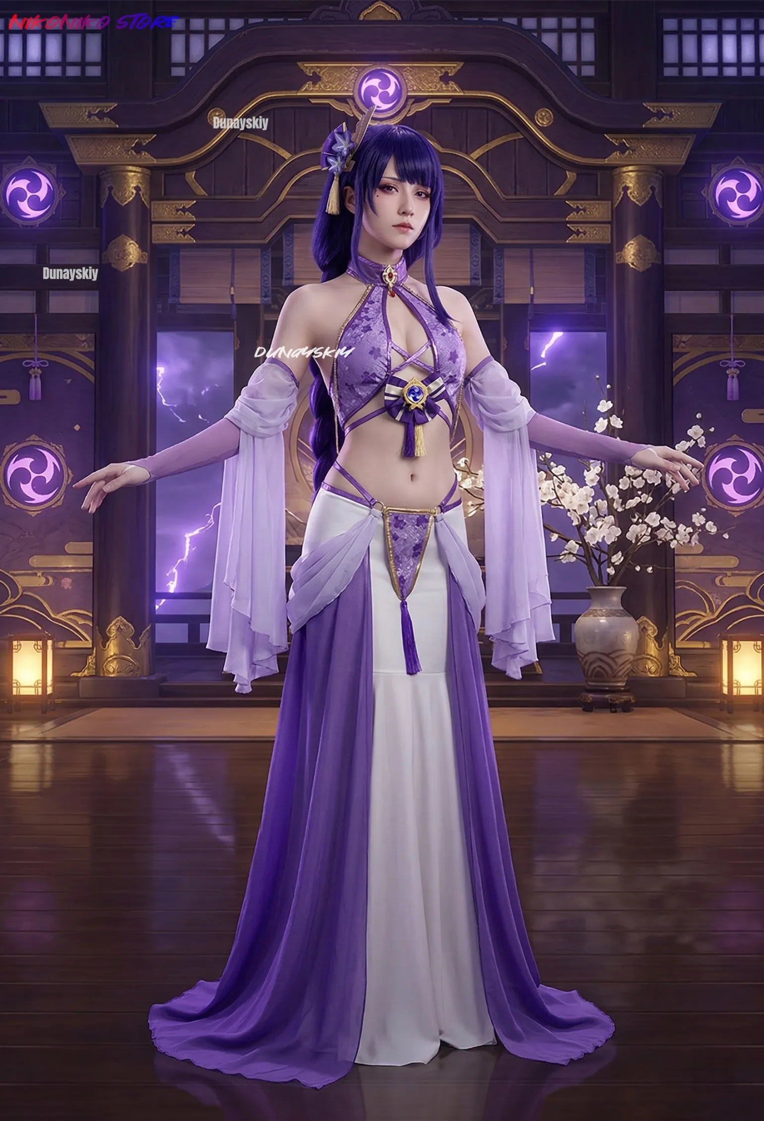 

Костюм для косплея Райдэн Сёгун из Genshin Impact: танцевальное платье для фанатов игры, сексуальный наряд для вечеринки на Хэллоуин, для взрослых