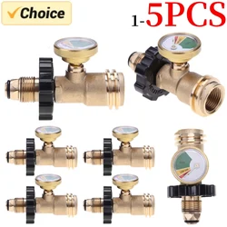 1-5PCS PC POL Propane Gas Gauge Meter Tank Type1 Propane Tank Adapter Universal Pressure Gauge Connector for QCC1
