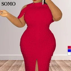 Verão feminino sexy moda grande bolha grânulo cor sólida vestido sexy plus size festa clube vestidos de noite atacado dropshipping