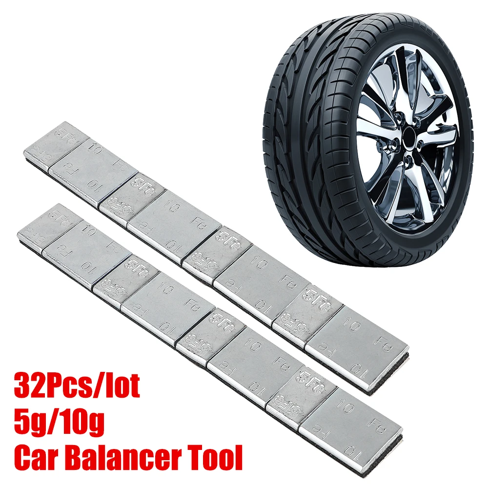 Universal Wheel Balancer 32Pcs/lot 5g/10g Iron Car Tire Balance Block Tyre Weight Covers Adhesive Parts Automotive Accessories