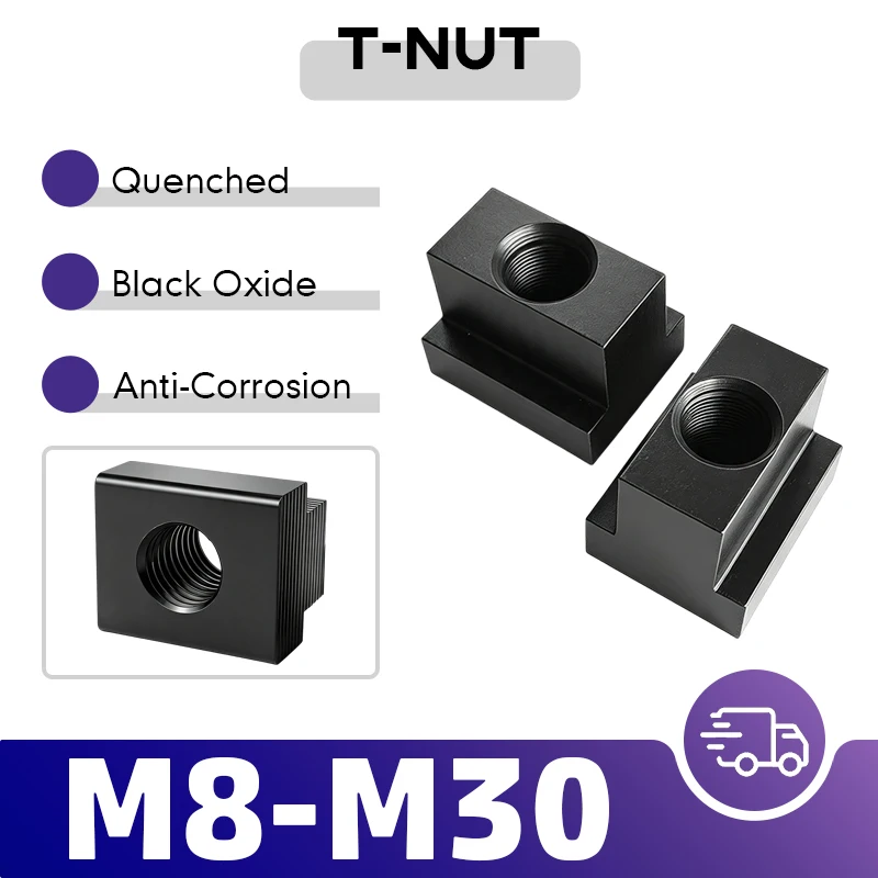 5/10pcs T-Nut M6-M30 Grade 10.9 Black Oxide Carbon Steel Tapped through Slot DIN50 for Carbon Steel Slot T-Nut