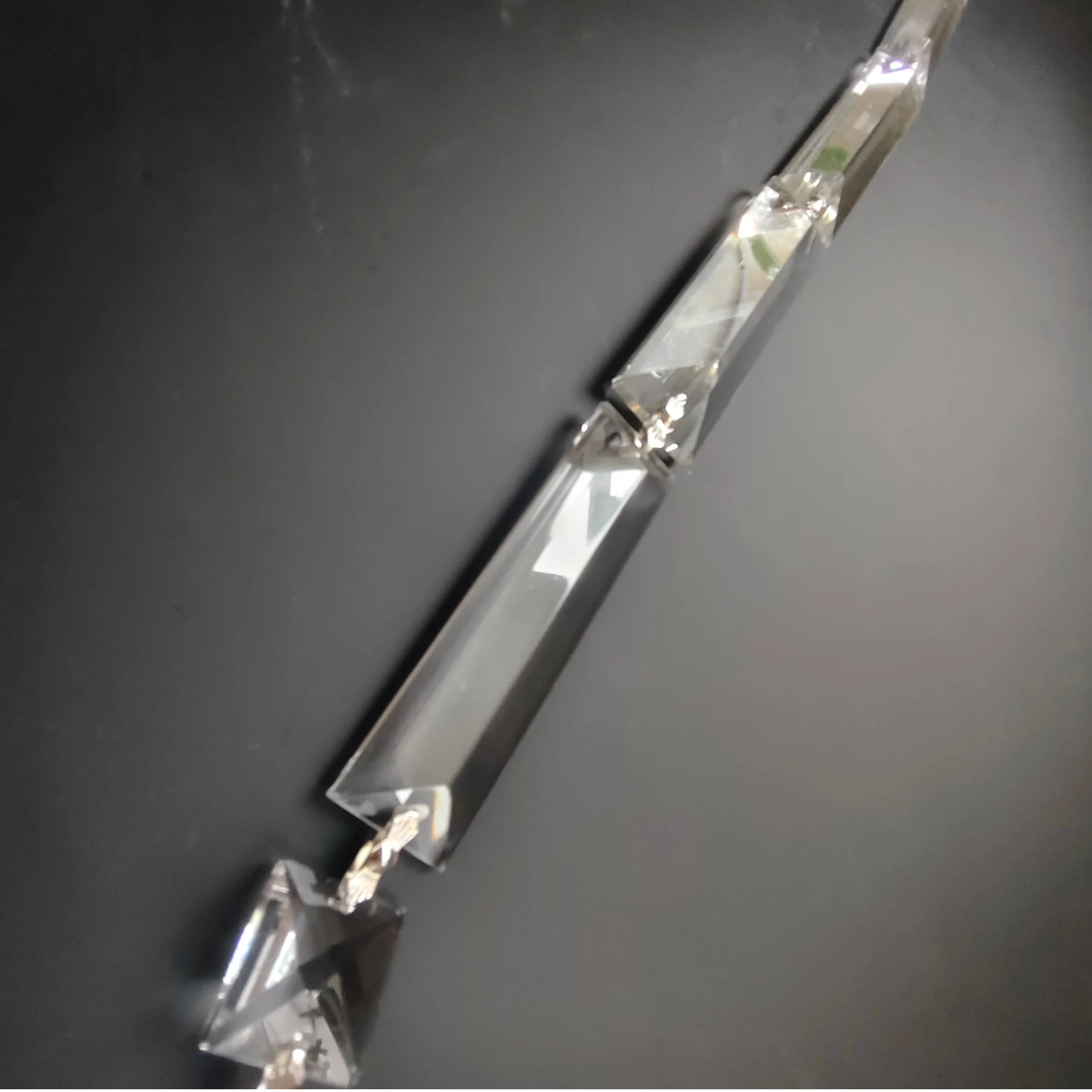 Camal 2pcs 76mm 3\'\' Triangle Strip Crystal Pendant Prism Lamp Lighting Hanging Chandelier Suncatcher Wedding Party Parts DIY