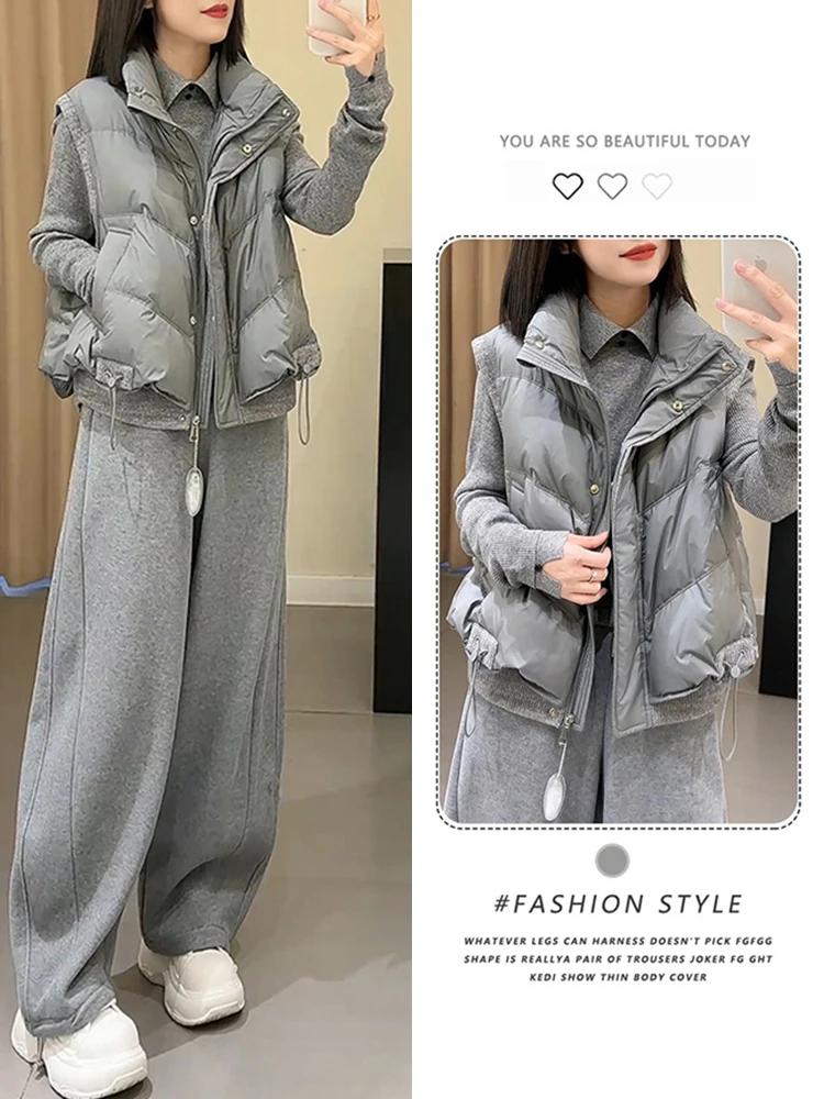 Ay Thiened Stand Collar Vest Buitenkleding Dames Winter Nieuw Sle Small Cro Modieus Schouderpad Vest Pendel Sle Rits...