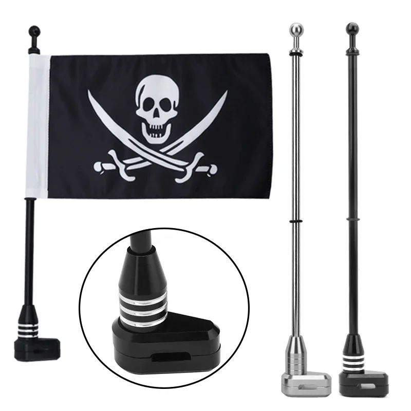 Motorcycle Black Chrome Rack Flagpole Side Flag Pole Mount Luggage Rack For Harley Sportster Touring FLHT Road King Glide
