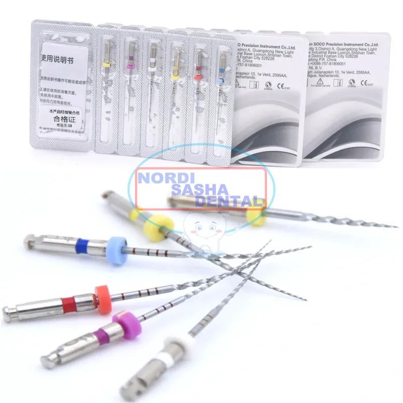 6PCS/Box Original SOCO PLUS Dental Endo Rotary Files SC-plus Flexible NiTi Root Canal Files Dentist Tools Endodontic Material