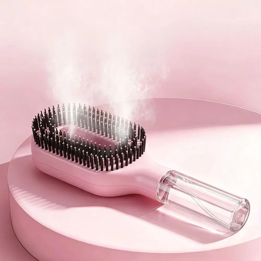2in1 Sprayer Comb Portable Soft Bristle Detangler Comb Anti-Static Refillable Spray Bottle for Essential Oil/Water Hair Care