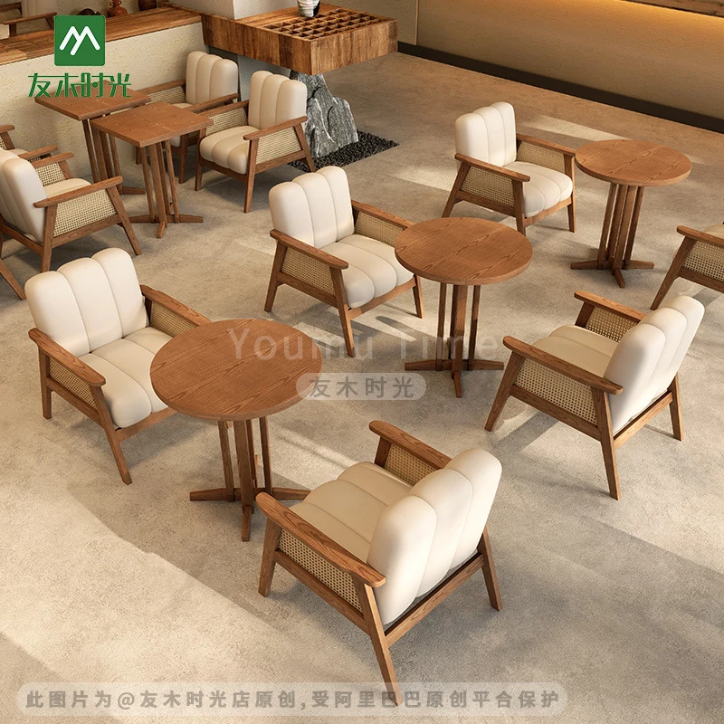 Restaurant Booth SetWabi-Sabi Style Cafe Leisure Tables Chairs, Popular In Online Cafes, Dessert , And Cake Shops, Sofa Seating