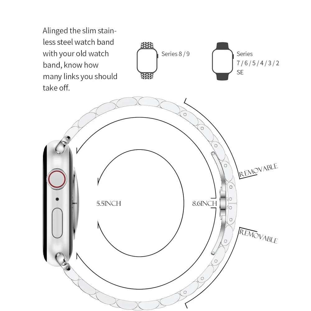 Stainless Steel Slim Band For Apple Watch Strap Ultra 49mm 45mm 44mm 42mm 41mm 40mm 38mm For iwatch Series 9/8/7/6/5/4/3/2/1/SE