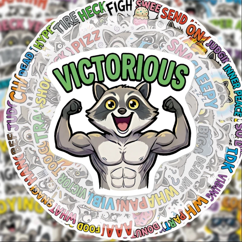 50 Pieces of Quirky Raccoon Graffiti Stickers, Suitable for Water Bottles, Laptops, Phone Decorations, Suitcases, Skateboards, Guitars, Gift Boxes, Party Decorations, Holiday Gifts