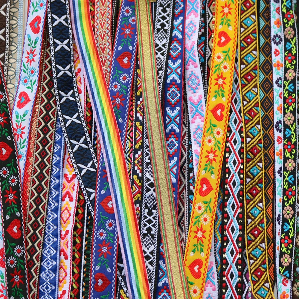 5 Yards 16~25MM 5/8 1 Inch Vintage Ethnic Embroidery Lace Ribbon Boho Trim DIY Clothe Bag Accessories Embroidered Hundred Styles