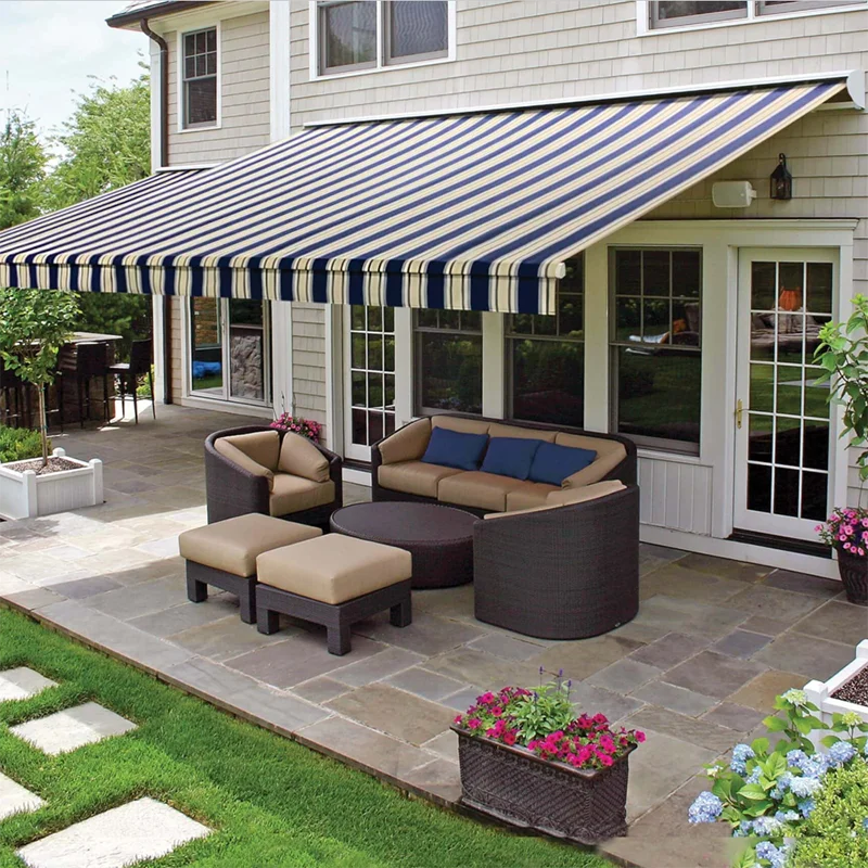 Electric Waterproof Full CassetteAluminum Alloy Frame Retractable Awning Articulated Arm Patio Awning for Gardens