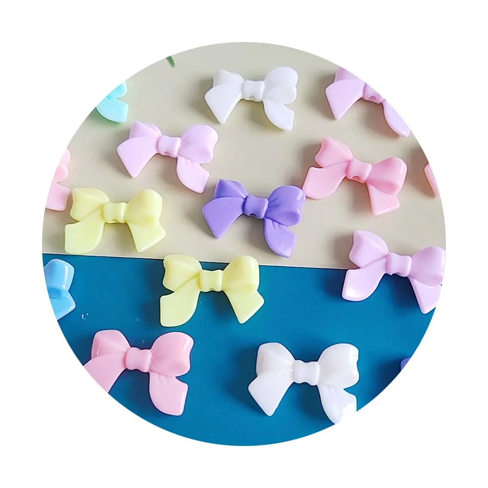 Pastel Candy Color Acrylic Bow Beads Sweet Bowknot Loose Spacer Charms For Pen DIY Jewelry Making Supplier