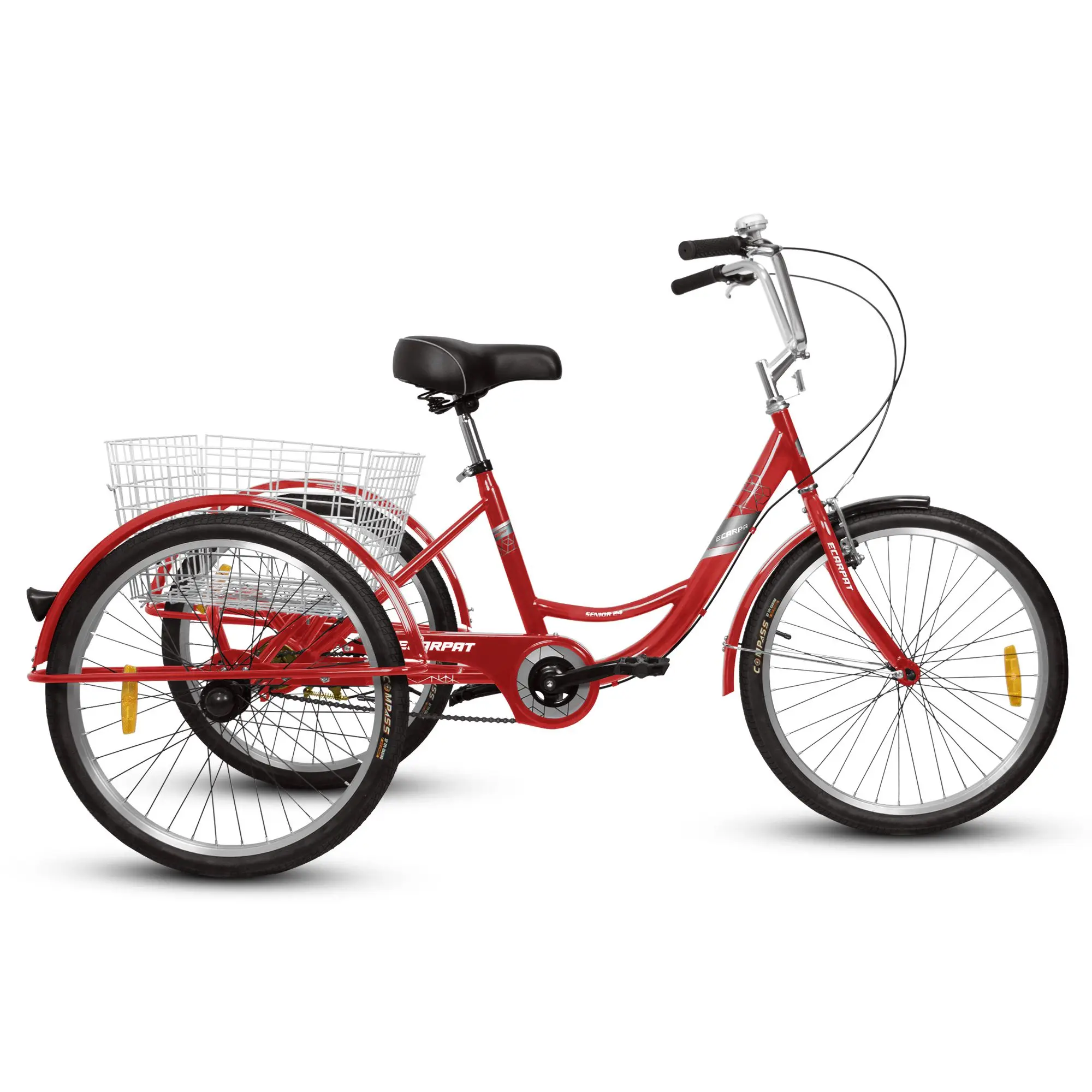 A24631 Adult Tricycle, 1 Speed ​​Adult Tricycle 24 Inch 3 Wheel Bicycle with Shopping Basket for Seniors, Women, Men